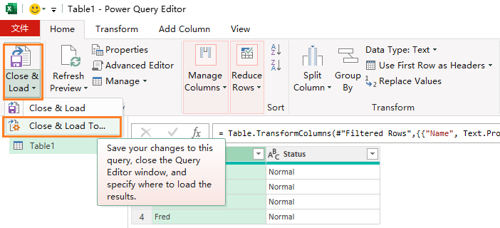Load to Excel sheet